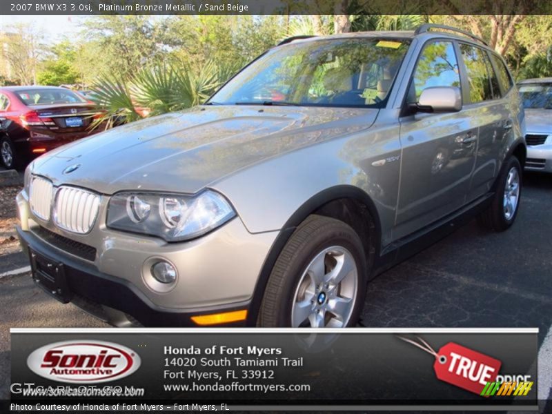 Platinum Bronze Metallic / Sand Beige 2007 BMW X3 3.0si