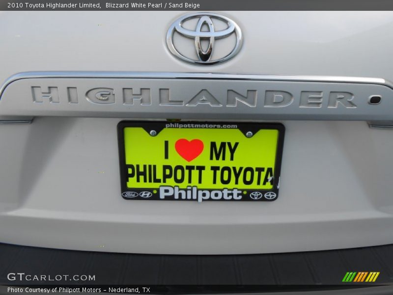 Blizzard White Pearl / Sand Beige 2010 Toyota Highlander Limited