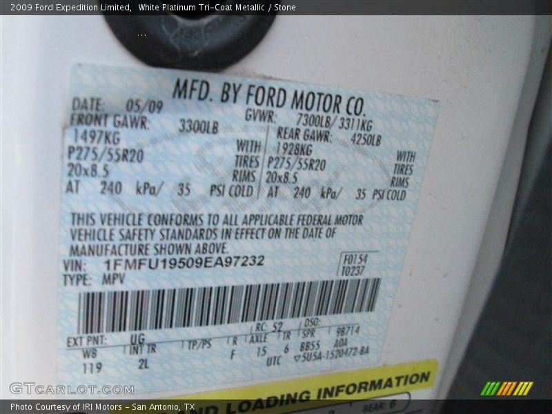 White Platinum Tri-Coat Metallic / Stone 2009 Ford Expedition Limited