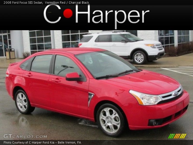 Vermillion Red / Charcoal Black 2008 Ford Focus SES Sedan