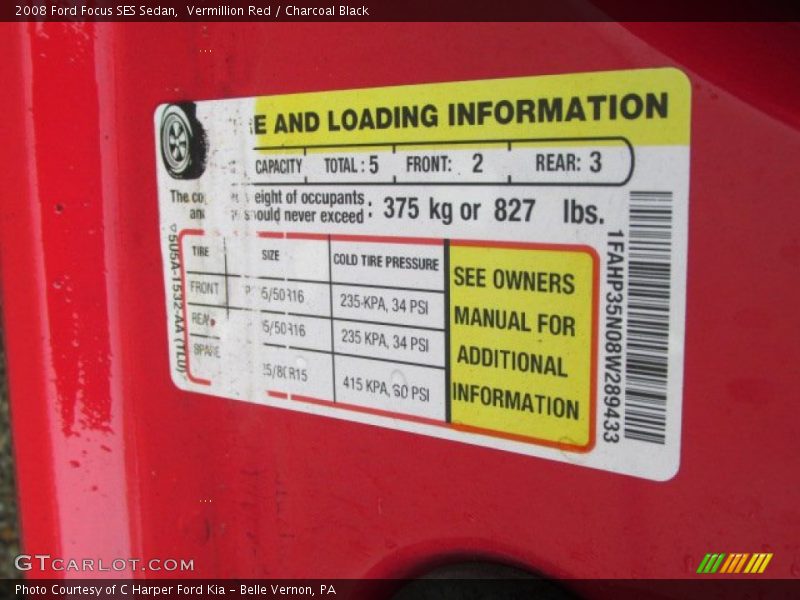 Vermillion Red / Charcoal Black 2008 Ford Focus SES Sedan