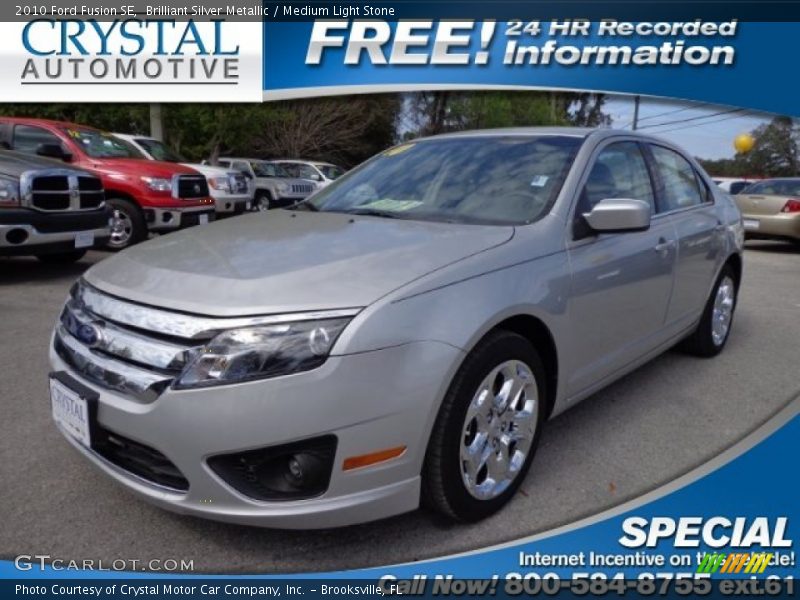 Brilliant Silver Metallic / Medium Light Stone 2010 Ford Fusion SE