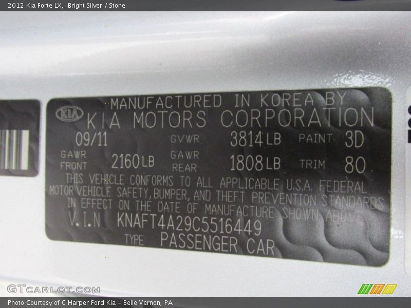 2012 Forte LX Bright Silver Color Code 3D