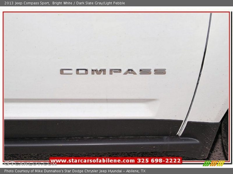 Bright White / Dark Slate Gray/Light Pebble 2013 Jeep Compass Sport