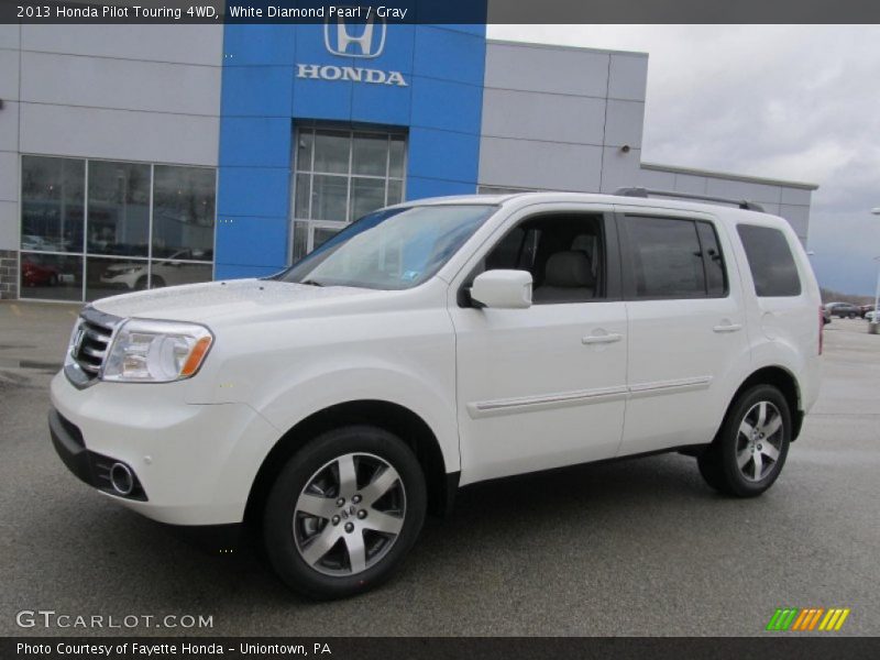 White Diamond Pearl / Gray 2013 Honda Pilot Touring 4WD