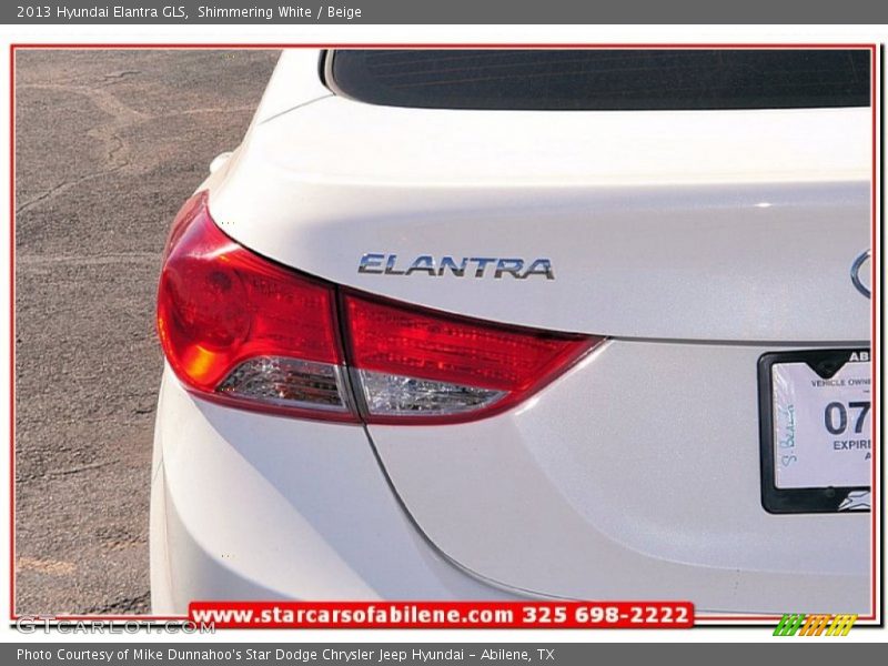 Shimmering White / Beige 2013 Hyundai Elantra GLS