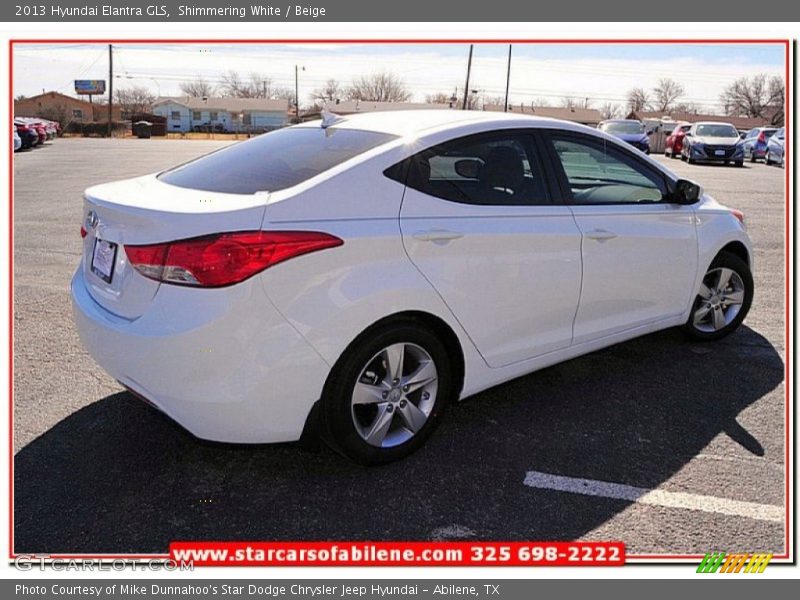 Shimmering White / Beige 2013 Hyundai Elantra GLS