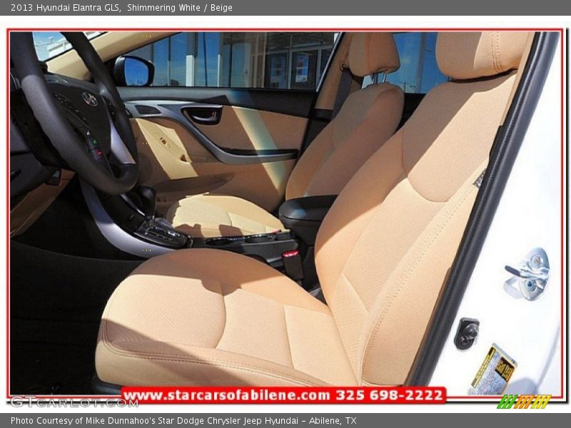Shimmering White / Beige 2013 Hyundai Elantra GLS