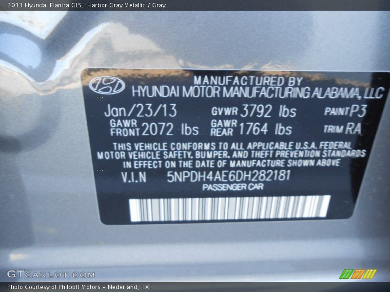 Harbor Gray Metallic / Gray 2013 Hyundai Elantra GLS