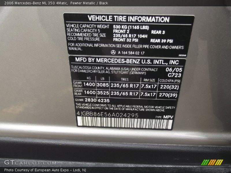2006 ML 350 4Matic Pewter Metallic Color Code 723