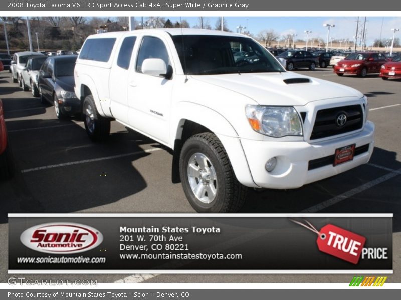 Super White / Graphite Gray 2008 Toyota Tacoma V6 TRD Sport Access Cab 4x4