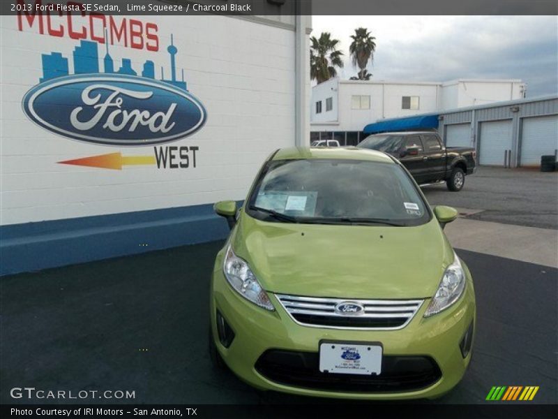 Lime Squeeze / Charcoal Black 2013 Ford Fiesta SE Sedan