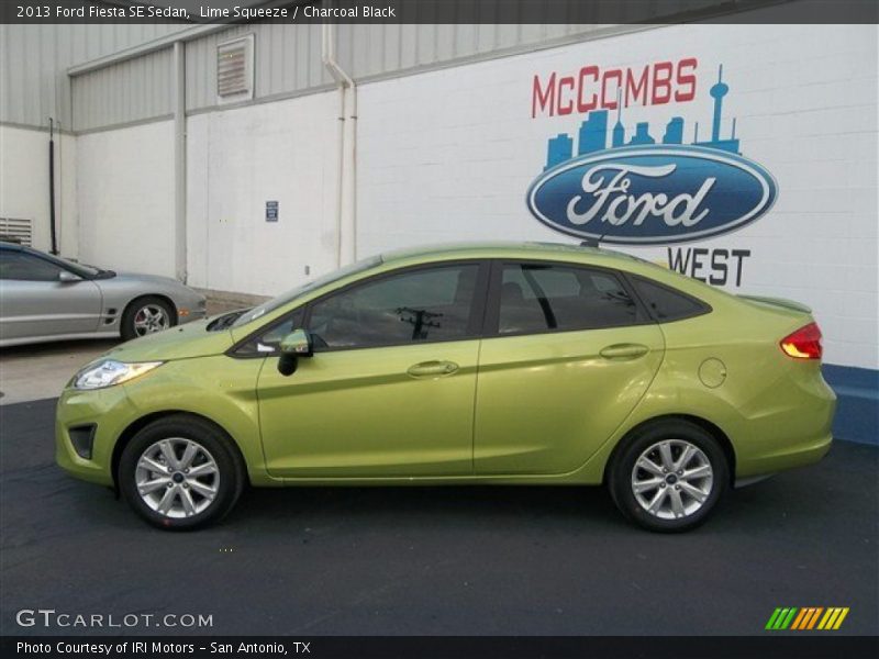 Lime Squeeze / Charcoal Black 2013 Ford Fiesta SE Sedan