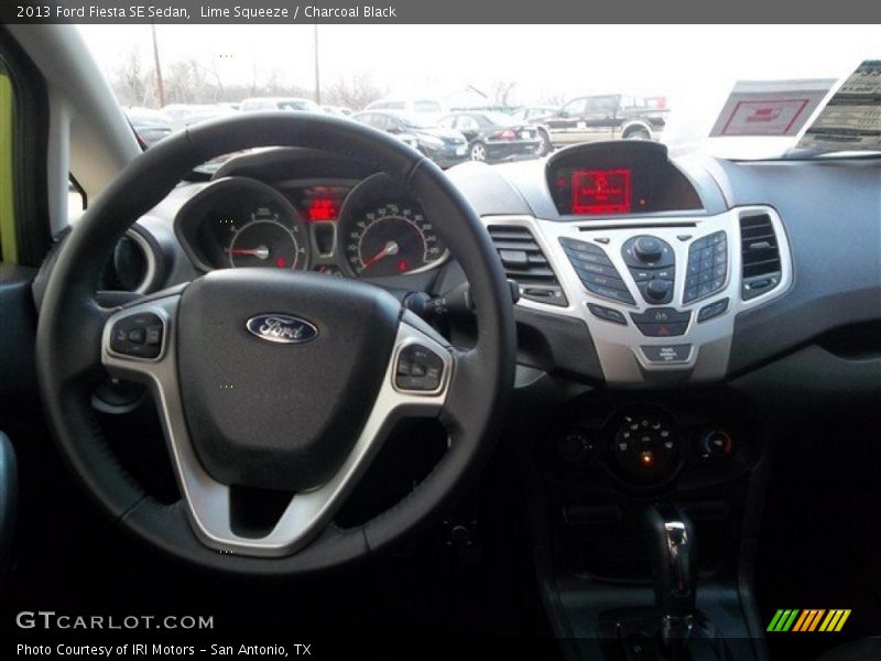 Lime Squeeze / Charcoal Black 2013 Ford Fiesta SE Sedan