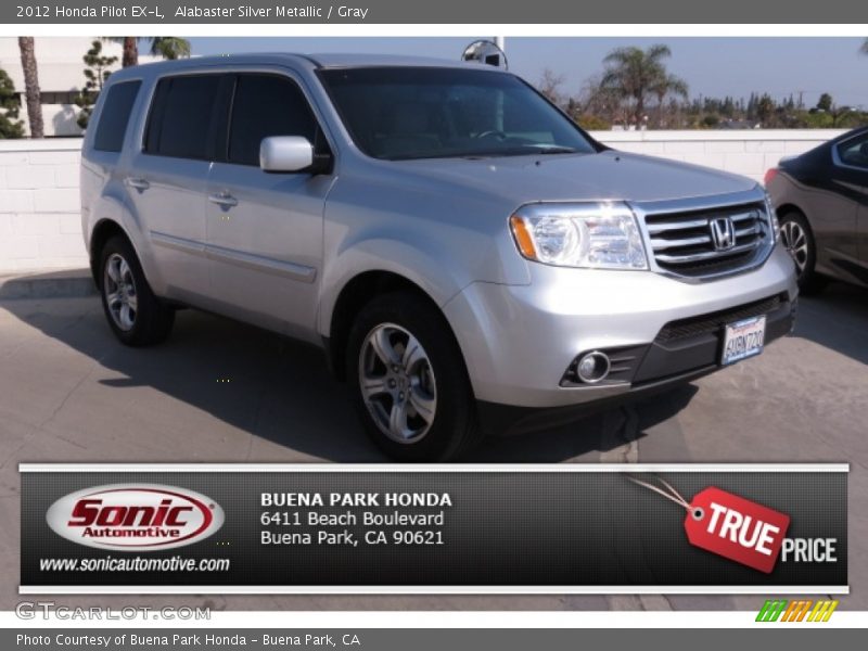 Alabaster Silver Metallic / Gray 2012 Honda Pilot EX-L