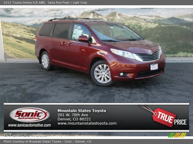 Salsa Red Pearl / Light Gray 2013 Toyota Sienna XLE AWD
