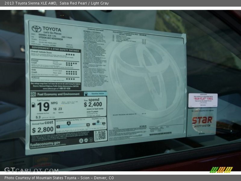 Salsa Red Pearl / Light Gray 2013 Toyota Sienna XLE AWD