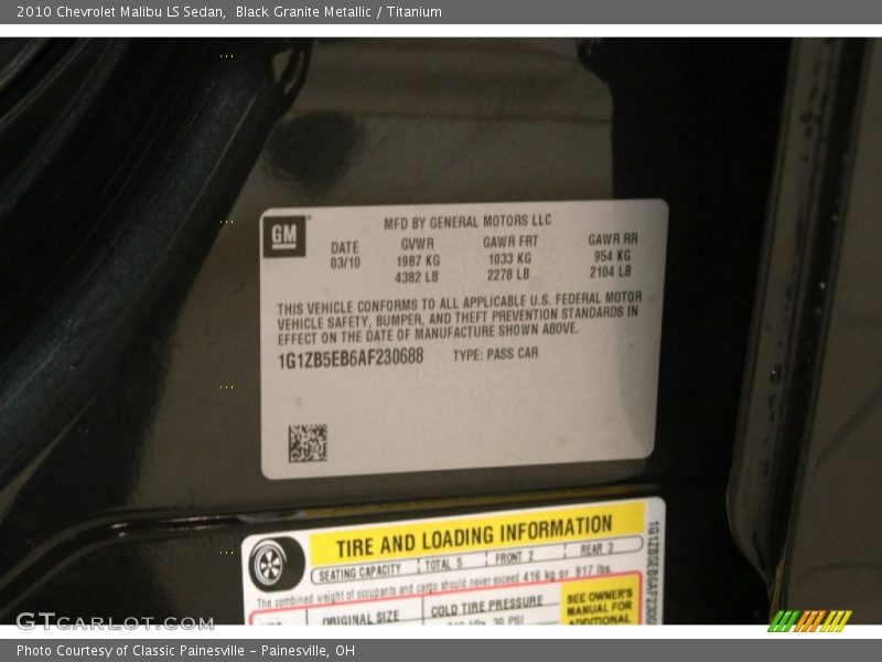 Black Granite Metallic / Titanium 2010 Chevrolet Malibu LS Sedan