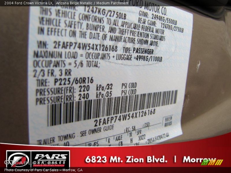 Arizona Beige Metallic / Medium Parchment 2004 Ford Crown Victoria LX