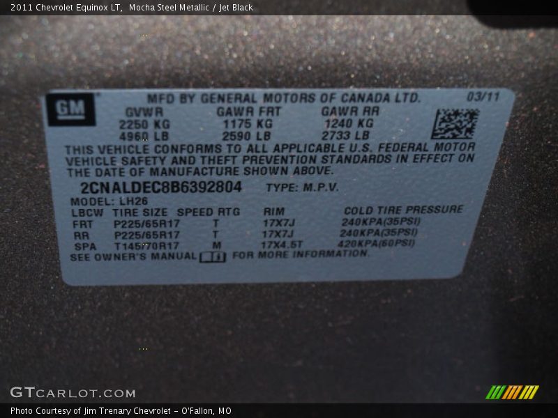 Mocha Steel Metallic / Jet Black 2011 Chevrolet Equinox LT