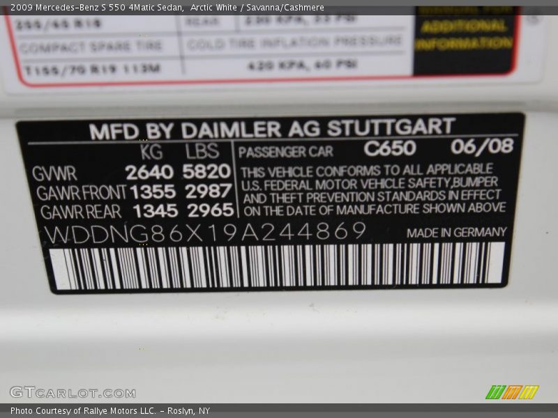 Arctic White / Savanna/Cashmere 2009 Mercedes-Benz S 550 4Matic Sedan