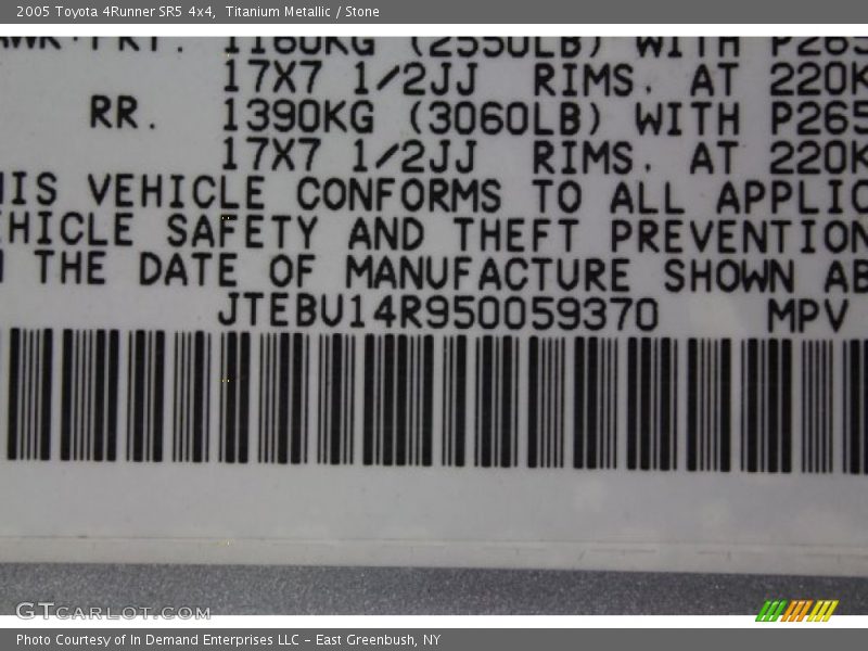 Titanium Metallic / Stone 2005 Toyota 4Runner SR5 4x4