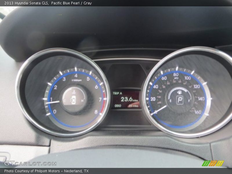 Pacific Blue Pearl / Gray 2013 Hyundai Sonata GLS