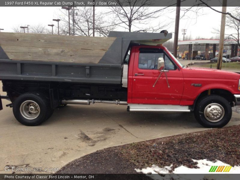 Red / Opal Grey 1997 Ford F450 XL Regular Cab Dump Truck