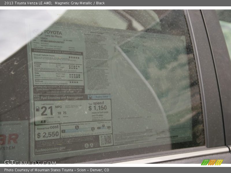 Magnetic Gray Metallic / Black 2013 Toyota Venza LE AWD