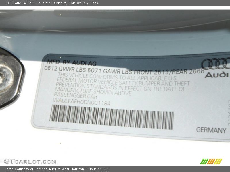 Ibis White / Black 2013 Audi A5 2.0T quattro Cabriolet