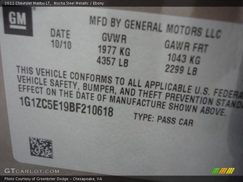 Mocha Steel Metallic / Ebony 2011 Chevrolet Malibu LT
