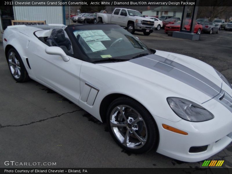 Arctic White / Diamond Blue/60th Anniversary Design Package 2013 Chevrolet Corvette Grand Sport Convertible