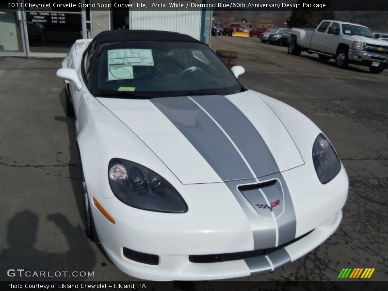 Arctic White / Diamond Blue/60th Anniversary Design Package 2013 Chevrolet Corvette Grand Sport Convertible