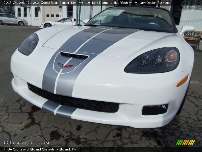 Arctic White / Diamond Blue/60th Anniversary Design Package 2013 Chevrolet Corvette Grand Sport Convertible