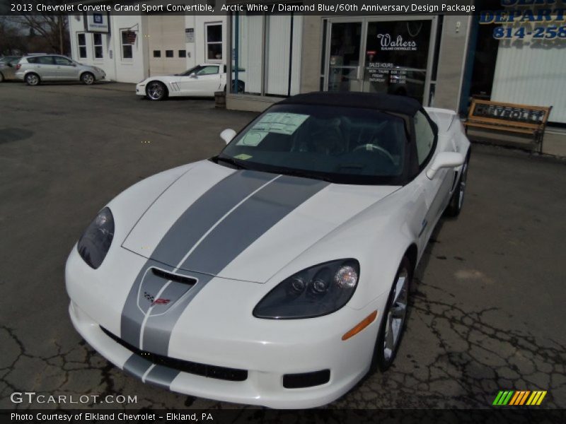 Arctic White / Diamond Blue/60th Anniversary Design Package 2013 Chevrolet Corvette Grand Sport Convertible