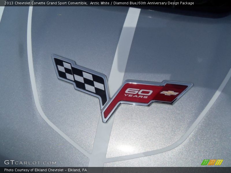 Arctic White / Diamond Blue/60th Anniversary Design Package 2013 Chevrolet Corvette Grand Sport Convertible