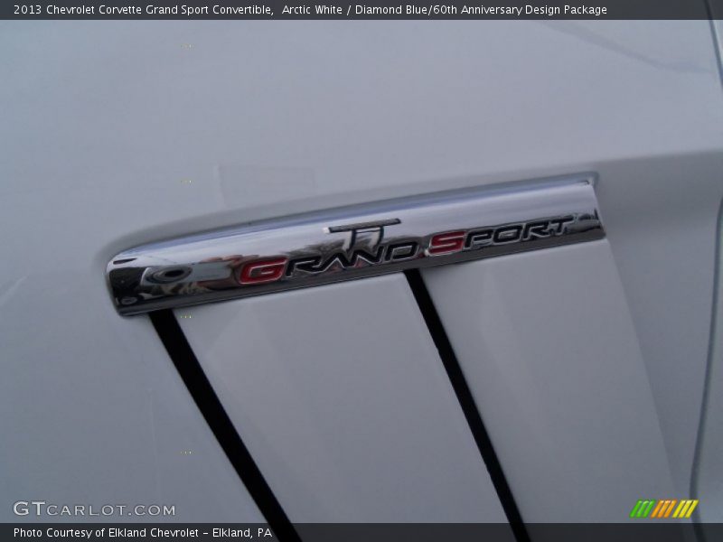 Arctic White / Diamond Blue/60th Anniversary Design Package 2013 Chevrolet Corvette Grand Sport Convertible