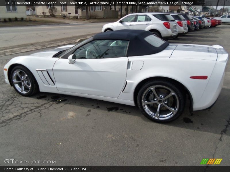Arctic White / Diamond Blue/60th Anniversary Design Package 2013 Chevrolet Corvette Grand Sport Convertible