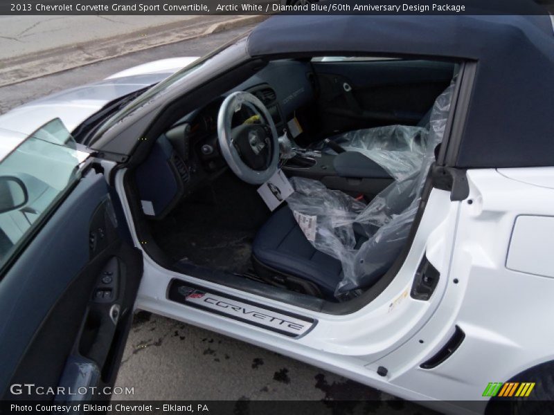 Arctic White / Diamond Blue/60th Anniversary Design Package 2013 Chevrolet Corvette Grand Sport Convertible