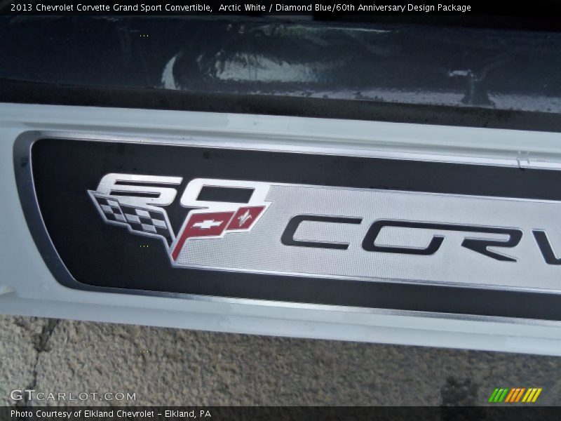 Arctic White / Diamond Blue/60th Anniversary Design Package 2013 Chevrolet Corvette Grand Sport Convertible