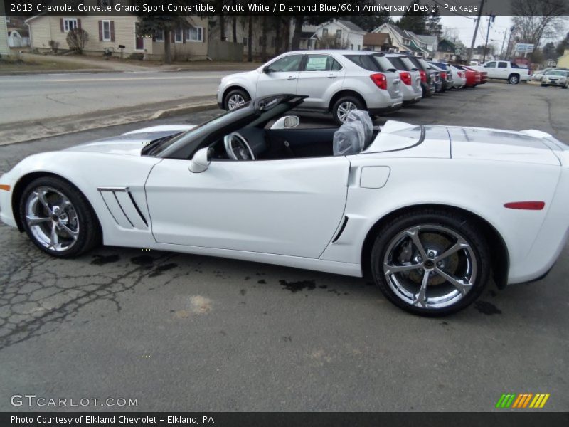 Arctic White / Diamond Blue/60th Anniversary Design Package 2013 Chevrolet Corvette Grand Sport Convertible