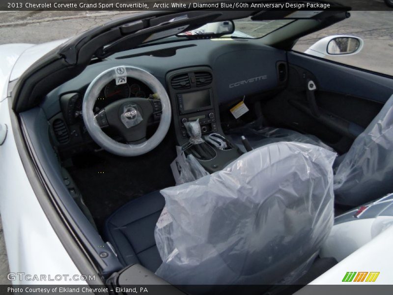 Arctic White / Diamond Blue/60th Anniversary Design Package 2013 Chevrolet Corvette Grand Sport Convertible