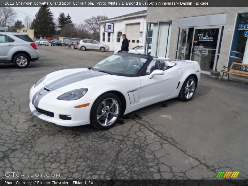 Arctic White / Diamond Blue/60th Anniversary Design Package 2013 Chevrolet Corvette Grand Sport Convertible