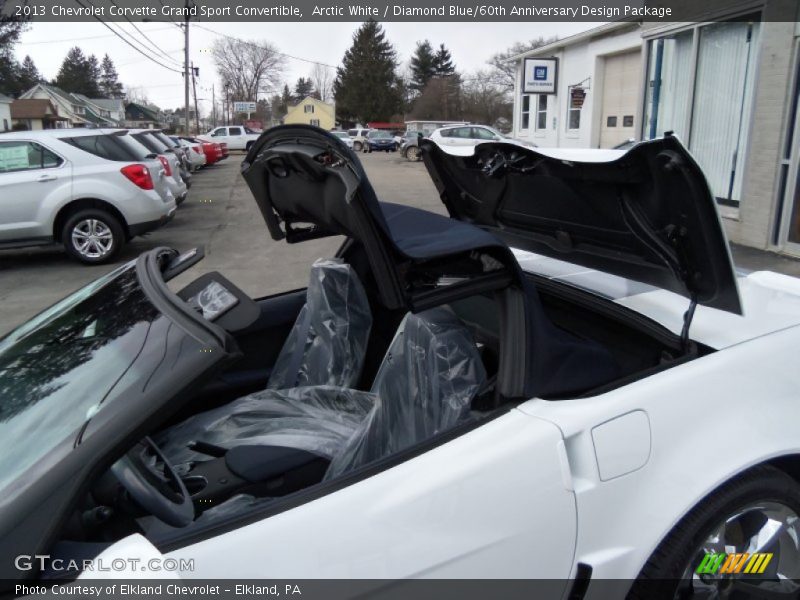 Arctic White / Diamond Blue/60th Anniversary Design Package 2013 Chevrolet Corvette Grand Sport Convertible