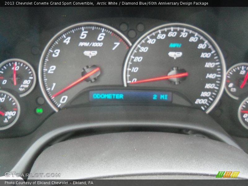 Arctic White / Diamond Blue/60th Anniversary Design Package 2013 Chevrolet Corvette Grand Sport Convertible