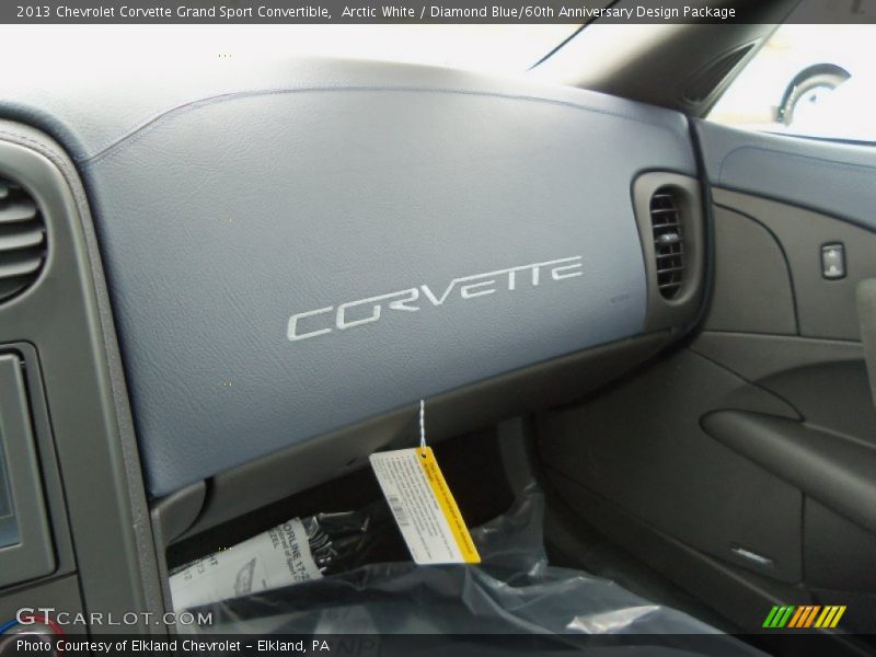 Arctic White / Diamond Blue/60th Anniversary Design Package 2013 Chevrolet Corvette Grand Sport Convertible