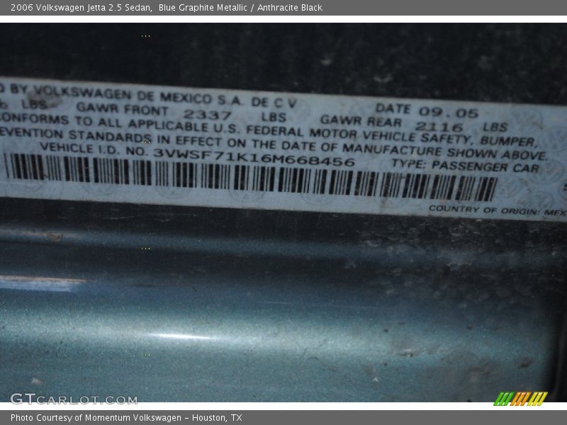 Blue Graphite Metallic / Anthracite Black 2006 Volkswagen Jetta 2.5 Sedan