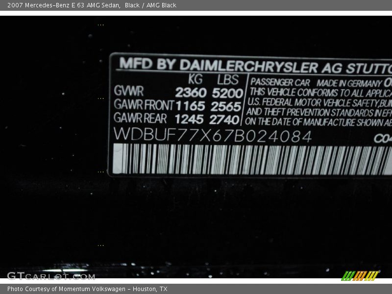 Black / AMG Black 2007 Mercedes-Benz E 63 AMG Sedan