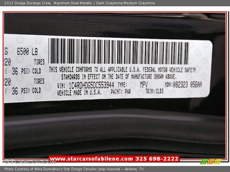 Maximum Steel Metallic / Dark Graystone/Medium Graystone 2013 Dodge Durango Crew