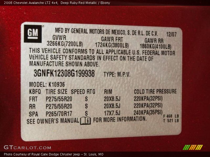 Deep Ruby Red Metallic / Ebony 2008 Chevrolet Avalanche LTZ 4x4
